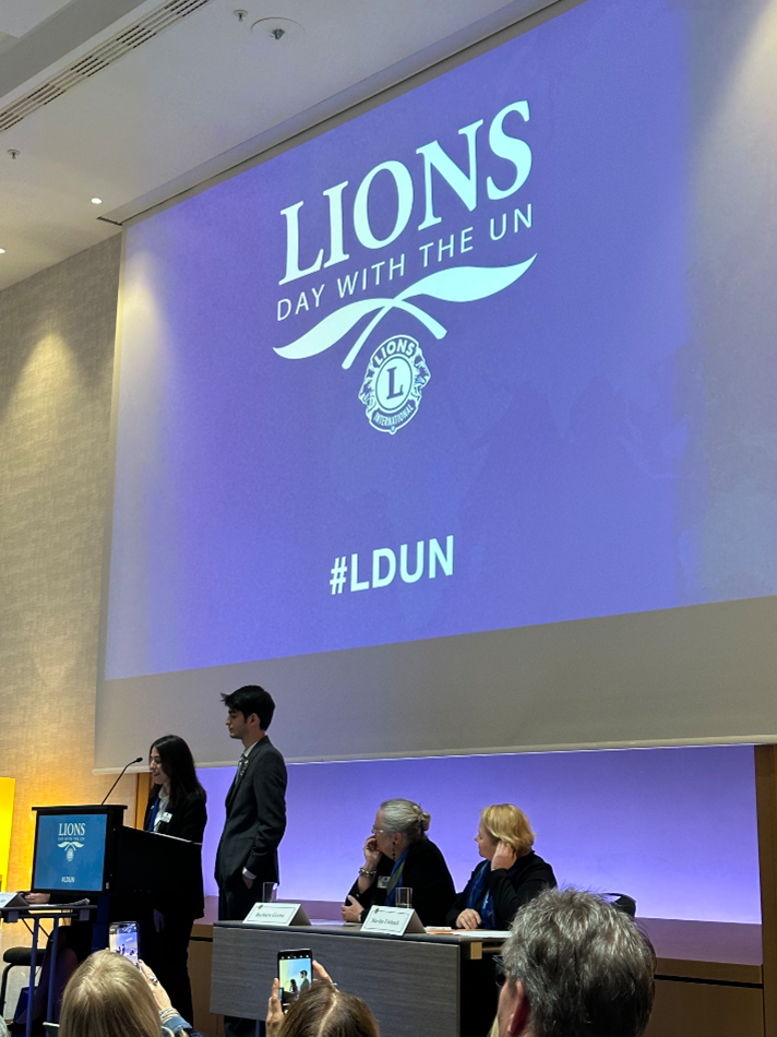 Leo İncisu Dönmez Alkan and Leo Ishaan Sudan presenting at Lions Day with the United Nations (LDUN) Vienna in March 2024.