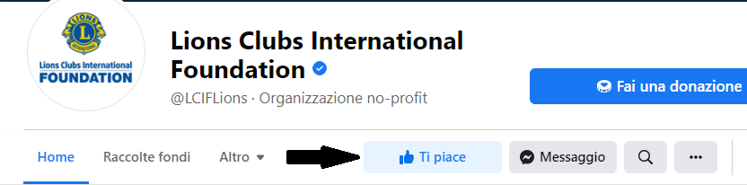 immagine che mostra dove mettere mi piace alla pagina di Facebook