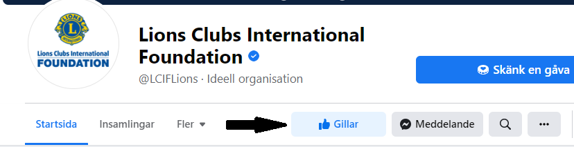 Bild som visar hur man gillar sidan på Facebook