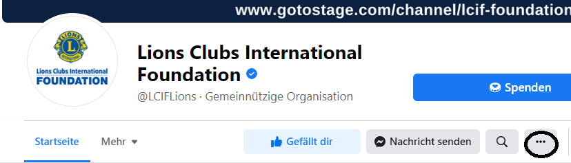 Abbildung, die zeigt, wo auf der Seite sich die Schaltfläche mit den drei Punkten befindet