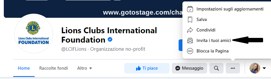 immagine che mostra dove si trova l’opzione per invitare amici
