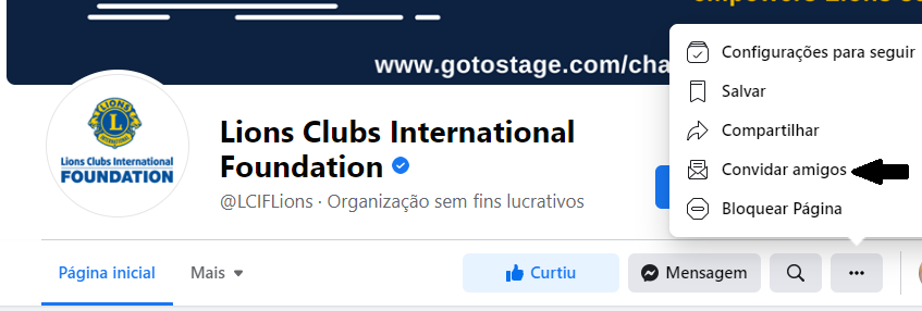 imagem mostrando onde a opção de convidar amigos está localizada