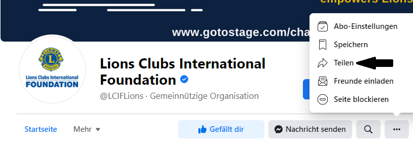 Image showing how to share the page on your newsfeed.