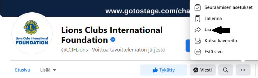 Kuva näyttää, miten sivu jaetaan omassa uutisvirrassa