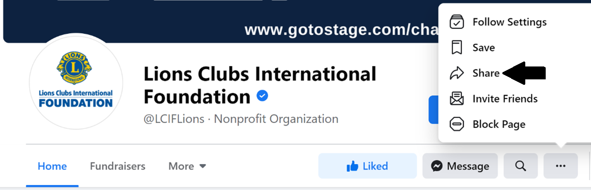 Image showing how to share the page on your newsfeed.