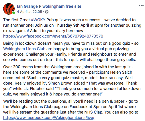 Facebook post